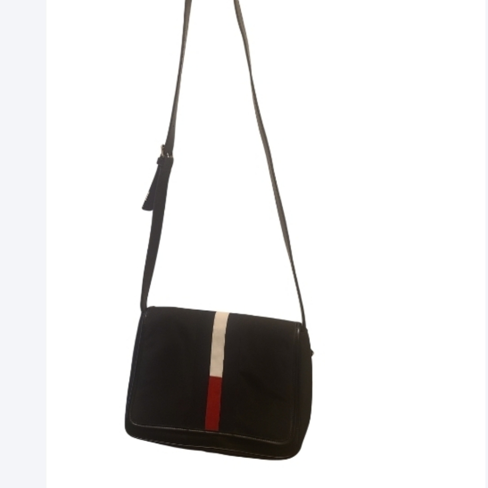 Tommy Hilfiger Blue Crossbody Bag with Red and White Stripe